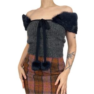 90s Sonia Rykiel Fur Pom Pom Shawl